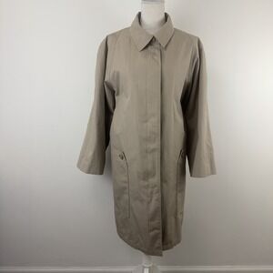 Towne London Fog Women's Beige Trench Coat Long Rain Jacket Size 20 Reg